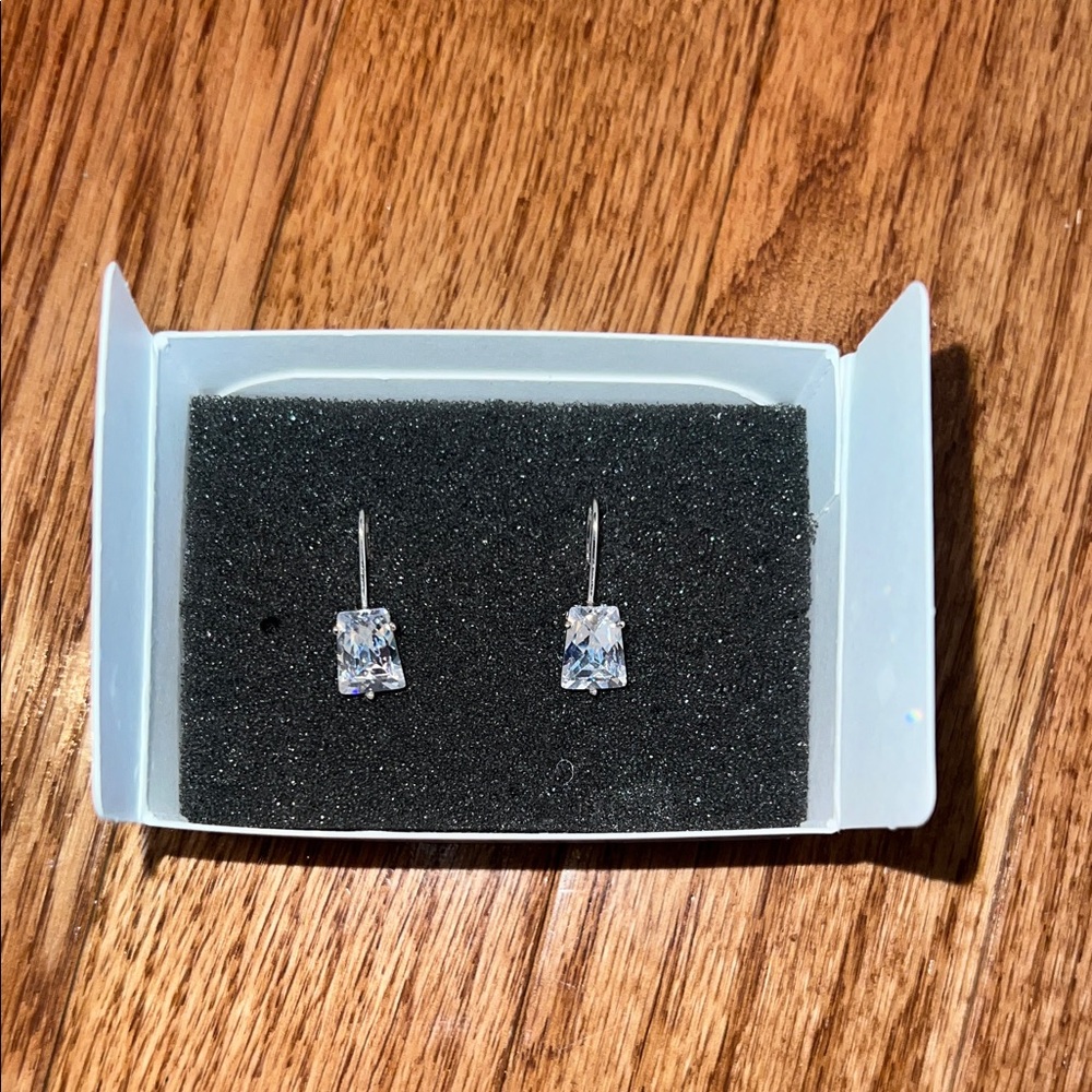 Lia Sophia Silver Square Drop Dangle Earrings - Picture 2 of 5
